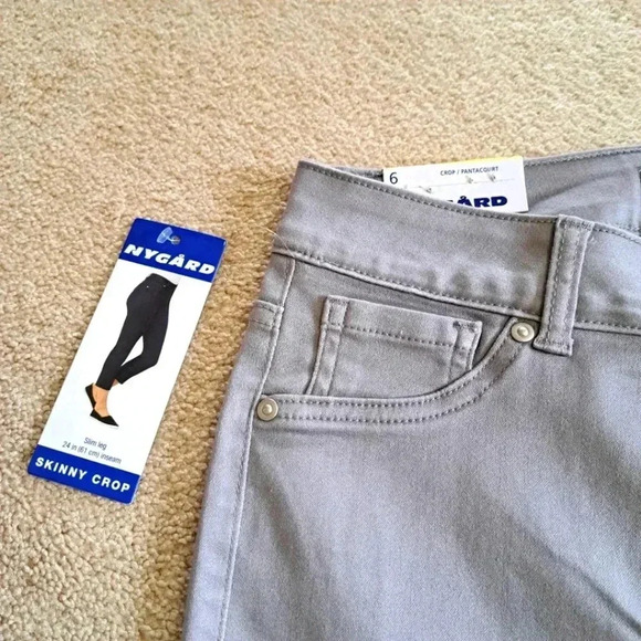❤️ NWT Nygard Slim Leg Cropped Pant Grey Women's Size 6 Stretch Skinny Crop - Picture 3 of 11